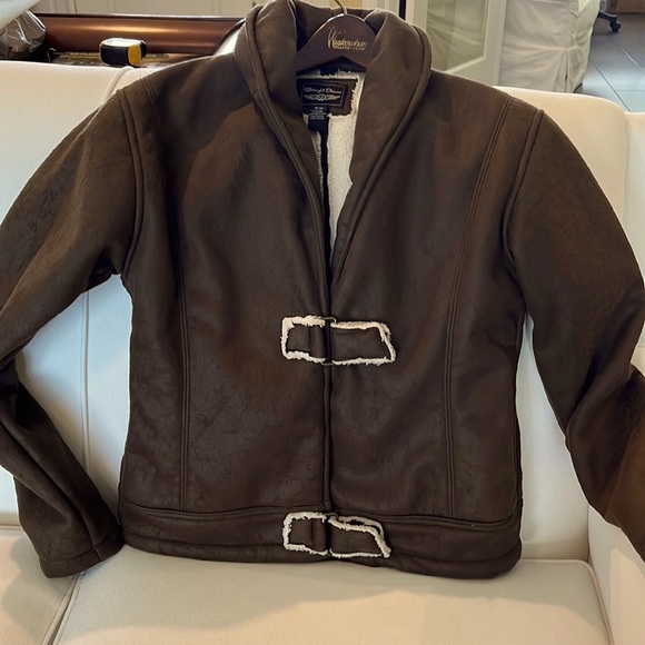 Eco-Friendly Women’s Brown Suede Bomber Jacket Lambskin-like Lining Fall-Winter - Picture 1 of 9